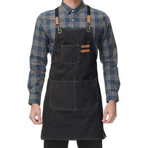 Delantal de Chef Impermeable y Resistente al Aceite al por Mayor para Hogar, Jardinería, Cocina, Cafetería, Trabajo, Limpieza, de Mezclilla y Lona de Algodón, Transfronterizo - Product Image 1