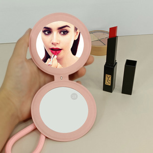 2025 mới tình yêu bóng Gương di động PU da gấp đôi gương nhỏ Gương trang điểm tròn lớn với logo tùy chỉnh - Product Image 3