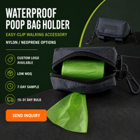 Support de sacs à déjections canines DOLET en gros, écologique et étanche, avec ceintures en nylon/néoprène à clipser facilement, distributeur personnalisable
