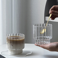 Beeman rétro rayures verticales tasse en verre résistant à la chaleur tasse à café pour glace café boisson tasse à eau pour verres en verre froid