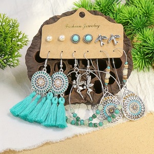 Ethnic Fashion Earrings Set With Tassels And Beads For Women Summer <b>Beach</b> Style - Product Image 2