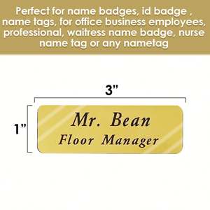 Badge nominatif vierge en métal brossé doré, personnalisable avec logo, numéro de personnel, pour sublimation, avec support magnétique, épingle pour vêtements - Product Image 3