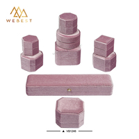 Webest Boîtes à bijoux en velours rose à géométrie personnalisée boîte d'emballage pour bracelet jonc ensemble d'emballage de bijoux boîte de présentation bague collier