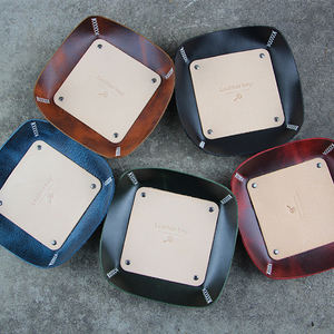 De moda nuevo estilo de logotipo personalizado marca Plaza Hotel de almacenamiento organizador Real genuino bandeja de cuero - Product Image 3