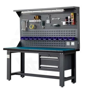 Banc de travail robuste personnalisable avec tiroirs à outils multifonctionnels et étagères de rangement à crochets pour le travail du bois - Product Image 2