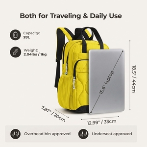 Mochila Acolchada <span class=keywords><strong>de</strong></span> Moda para Portátil, Mochila <span class=keywords><strong>de</strong></span> Viaje Unisex <span class=keywords><strong>de</strong></span> 15-15.6 Pulgadas, Impermeable, <span class=keywords><strong>de</strong></span> Nailon Acolchado, Aprobada para <span class=keywords><strong>Vuelos</strong></span> - Product Image 2