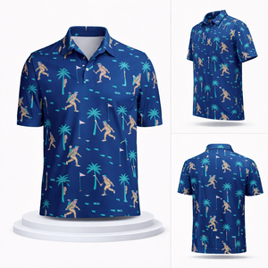 Polo de Golf Ligero para Hombre con Estampado Tropical Completo, Personalizado con Logotipo - Product Image 1