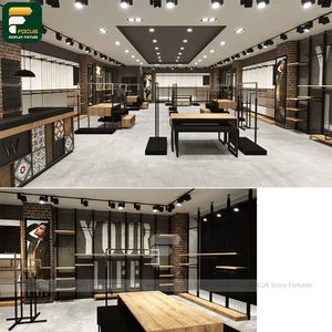 Meuble de présentation de vêtements de luxe, étagère murale, comptoir de caisse, éclairage, unité miroir - Product Image 5