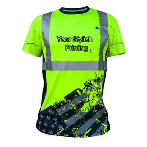 Camiseta de Seguridad Fluorescente de Alta Visibilidad Personalizada para Hombre, ANSI Clase 2, Camisa de Trabajo Reflectante, Camisa de Trabajo de Alta Visibilidad para Construcción - Product Image 3