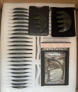 Masseur de tête en jade : Peigne de massage en jade, outil de massage des points de pression, masseur Gua Sha chinois pour le cuir chevelu, le <span class=keywords><strong>visage</strong></span>, les bras, les pieds - Product Image 6