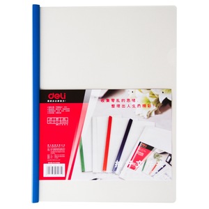 Deli A4 Classeur transparent à clip, organiseur de documents en plastique, porte-fichiers de bureau, couleur aléatoire, blanc, avec barre de traction - Product Image 5