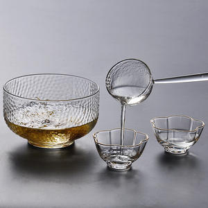 <span class=keywords><strong>Benuo</strong></span> Morden Bol à thé Matcha en verre texturé transparent de luxe résistant à la chaleur Bol à Matcha en verre de cérémonie - Product Image 3