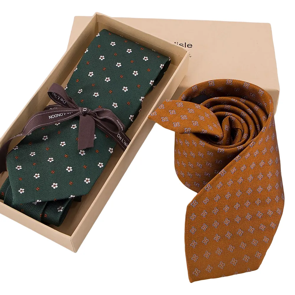 Hamocigia Floral Flower Jacquard Men's 100% Silk Neck Ties