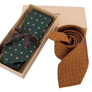 Cravatte da uomo in seta 100% Jacquard con fiore floreale hamocitia