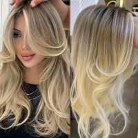 Nouveau style de topper noué à la main pour femmes blanches, couleur platine personnalisée avec racines foncées, base en soie, ondulations naturelles, pointes pleines