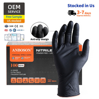 Gants jetables noirs 100% nitrile, 9 pouces, pour barbier, tatoueur, esthétique, salon de beauté, boîte personnalisée, sans latex, résistants à l'abrasion
