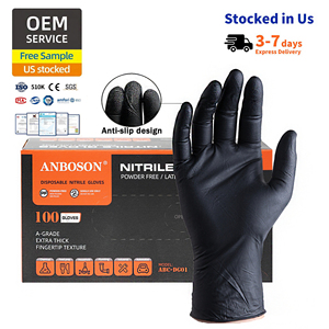Gants jetables noirs 100% nitrile, 9 pouces, pour barbier, tatoueur, esthétique, salon de beauté, boîte personnalisée, sans <span class=keywords><strong>latex</strong></span>, résistants à l'abrasion - Product Image 1