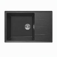 Évier de cuisine rectangulaire moderne de luxe NILE D-100M-B, noir mat, cuve simple, qualité internationale certifiée, quartz
