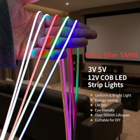 Bandes LED COB flexibles de haute qualité, super lumineuses, haute densité, 24V/12V USB, 5mm ultra-étroites, 120 LED/m, pour l'éclairage de plafond et de pièce