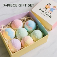 Coffret Cadeau de 7 Bombes de Bain Rondes Pastel, Emballage Cartoon, OEM, Marque Privée, Vente en Gros