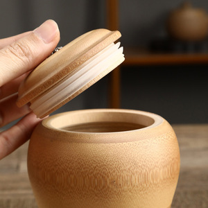 กล่องเก็บชาแกะสลักด้วยมือทำจากไม้ไผ่บรรจุชาแบบปิดผนึก - Product Image 4