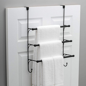 <strong>Over</strong>-The-<strong>Door</strong> 3 Tier Bathroom <strong>Towel</strong> Bar Rack with Hooks Bathroom <strong>Towel</strong> Organizer Holder Metal <strong>Towel</strong> <strong>Rail</strong> - Product Image 6