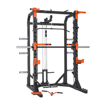 Rack de musculation Smith avec système de poulies, barre de traction dorsale, barre de traction et rangement pour plaques de poids pour salle de sport à domicile