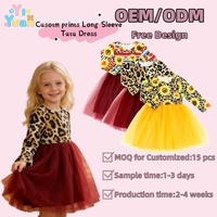 Robe Tutu Décontractée à Volants Manches Longues OEM ODM, Imprimés Personnalisés, pour Enfants, Filles, Fêtes, Soirées, Anniversaires, Automne, Printemps, Tout-petits