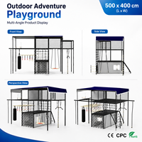 Équipement de terrain de jeu d'aventure extérieur commercial pour enfants : structure d'escalade, barres de singe, balançoire, parcours d'obstacles Ninja pour maternelle