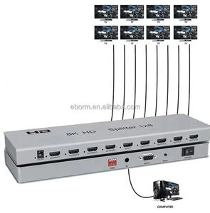 Répartiteur <span class=keywords><strong>HDMI</strong></span> 4K 60Hz HDMI2.0 1x8 Répartiteur <span class=keywords><strong>multi</strong></span>-écran partage affichage vidéo convertisseur RS232 pour caméra ordinateur portable PC vers moniteur TV - Product Image 2
