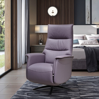 Fauteuil inclinable pivotant en bois à bascule en cuir véritable moderne électrique en gros pour salon