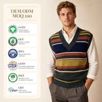 Gilet pull homme personnalisé anti-rides respirant à rayures avec logo brodé style Old Money automne col en V style preppy