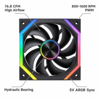 Ventilateur de boîtier PC SNOWMAN WK120-ARGB-BK 120mm Noir ARGB 76.8CFM à haut débit d'air, roulement hydraulique PWM, synchronisation 5V 3 broches, vente en gros