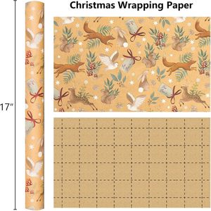 Christmas Animals Kraft <b>Wrapping</b> <b>Paper</b> 17 In X 32.8 Ft Brown Holiday Gift Wrap - Product Image 5