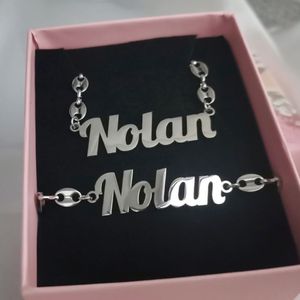 YBcustom Coffee Bean Chain Personalizado Nome Colar Pulseira Jóias Hiphop Presente para Homens - Product Image 1