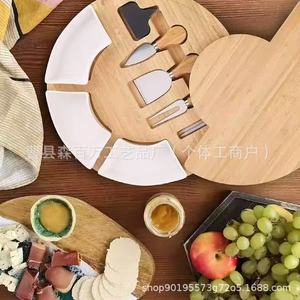 Wooden <b>Cheese</b> Cutting Board <b>Set</b> With <b>Knives</b> And Dividers For Party Snacks And Appetizers - Product Image 2