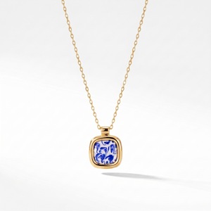 <span class=keywords><strong>Collana</strong></span> da Donna con Certificato CE, in Acciaio Inossidabile, Smalto Sfumato, <span class=keywords><strong>Stile</strong></span> <span class=keywords><strong>Etnico</strong></span>, Catena a Graffetta con Doppi Anelli e Ciondolo Quadrato - Product Image 4