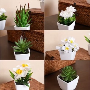 <span class=keywords><strong>Mini</strong></span>-ornements artificiels en plastique vert HY-66, plantes succulentes pour la maison, le bureau, le comptoir, bonsaï, 6 pièces/ensemble, décoration - Product Image 3