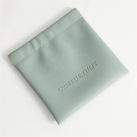 Sac de rangement en cuir PU noir imperméable pour bijoux, avec impression de logo personnalisée, idéal pour pièces de monnaie, rouges à lèvres et cosmétiques - Vente en gros OEM