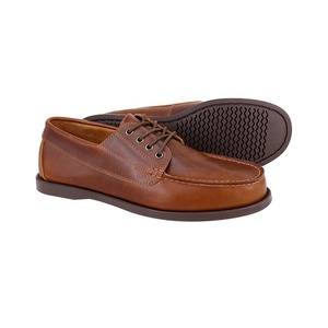 Chaussures de <span class=keywords><strong>bateau</strong></span> de marche à lacets en <span class=keywords><strong>cuir</strong></span> ciré marron pour hommes - Product Image 4