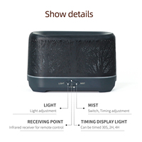 Diffuseur d'arômes Forest Hollow out, humidificateur ultrasonique à lumière de flamme, diffuseur d'huiles essentielles à brume froide pour chambre, maison, bureau