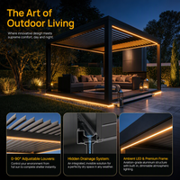 Pergola de jardin moderne, imperméable, bioclimatique, en aluminium, avec toit à lames orientables télécommandées pour terrasse arrière-cour