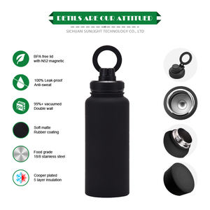 Blanc crème bouteille <span class=keywords><strong>de</strong></span> boisson magnétique support <span class=keywords><strong>de</strong></span> téléphone isolé gobelet flacon bouteille d'eau chaude et froide Logo 1L bouteille d'eau thermique - Product Image 3