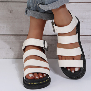Sandales plates pour femmes été <span class=keywords><strong>2022</strong></span>, tendance mode, décontractées, à bout ouvert, à semelle épaisse, compensées, antidérapantes, rehaussantes - Product Image 3