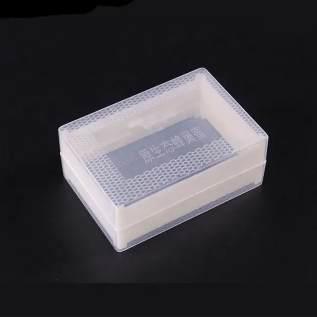الأبيض البلاستيك الحيوانات الأليفة مشط العسل مربع ، 250g مشط العسل صندوق تخزين مع الأساس ل النحال