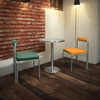 Moderne Quadratische Restaurantmöbel: Tisch-Stuhl-Kombination aus Edelstahl, Durchmesser 50 cm, für Milchbar und Café