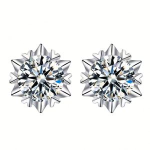 Parure de bijoux flocon de neige à six griffes, collier rond brillant 2 carats 8 mm, ensemble de bijoux en argent 925, parure de bijoux de luxe - Product Image 3