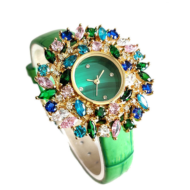 OEM Quartz Watch Women Fashion Leather Watch Dress Luxury Ladies Zirconia Rhinestone Wristwatches Hand-setting Zircon Waterproof
