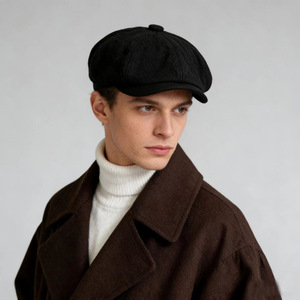 Nouvelle casquette octogonale patchwork multicolore automne-<span class=keywords><strong>hiver</strong></span>, style britannique, couleurs contrastées, pour garçon et homme, casquette épaisse d'extérieur type Ivy - Product Image 4