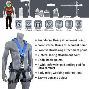 <span class=keywords><strong>Harness</strong></span> Pengaman Tubuh Penuh dengan Peredam Kejut untuk Penggunaan di Atap Bangunan Bersertifikat CE dengan D-Ring Baja Tahan Karat Kapasitas 150kg - Product Image 5